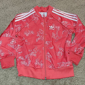 Adidas Originals X Disney Collab Track Zip Up Jacket 4T Red/white All over Print
